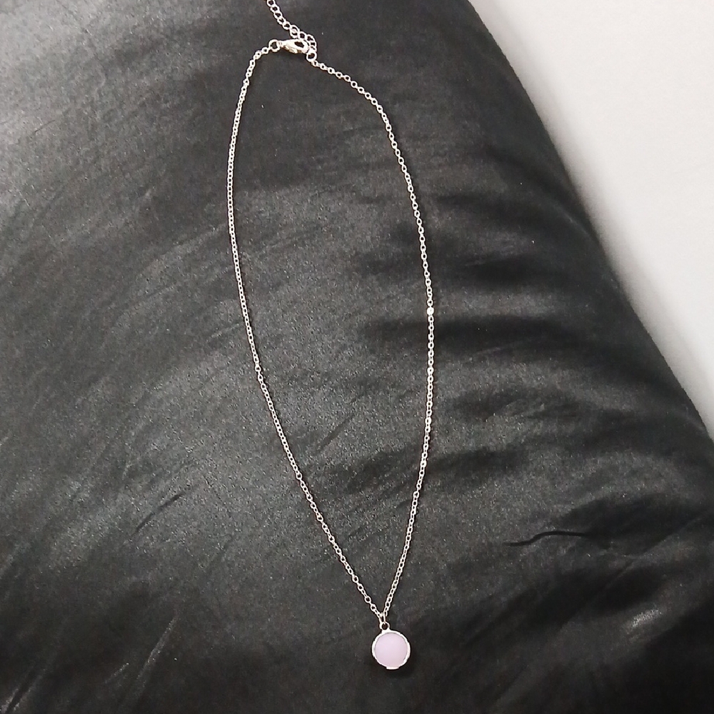Elegant Silver Necklace with Pink Pendant